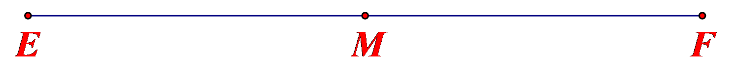 Gọi \(M\) là một điểm thuộc đoạn \[EF.\] Biết rằng \[EF = 10{\rm{\;cm}}\] và \[MF = 5{\rm{\;cm}}.\]Hãy so sánh hai đoạn thẳng \[EM\] và\[MF.\] (ảnh 1)