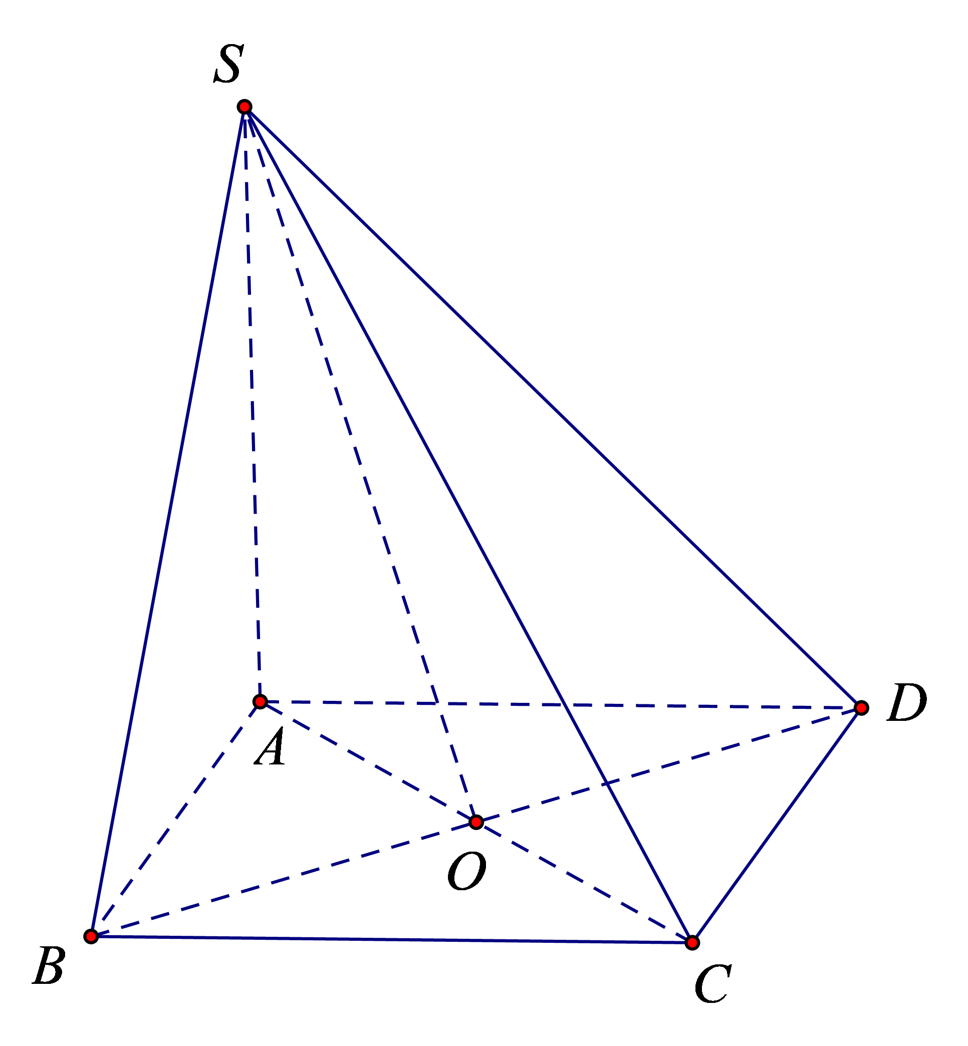 Cho hình chóp \(S.ABCD\) có đáy \(ABCD\) là hình thoi tâm \(O\), cạnh bằng \(4a\), góc \(\widehat {ABC} = 60^\circ \), cạnh bên \(SA\) vuông góc với mặt phẳng đáy và \(SA = a\sqrt 7 \). T (ảnh 1)