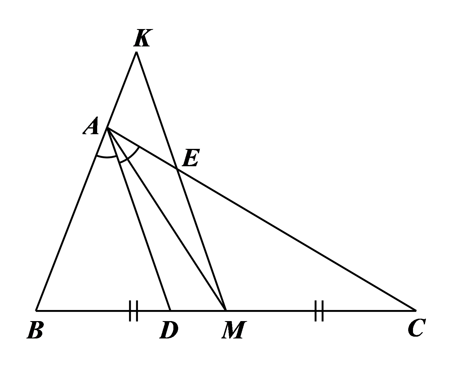 Cho tam giác \(ABC\) có \(AB < AC (ảnh 1)