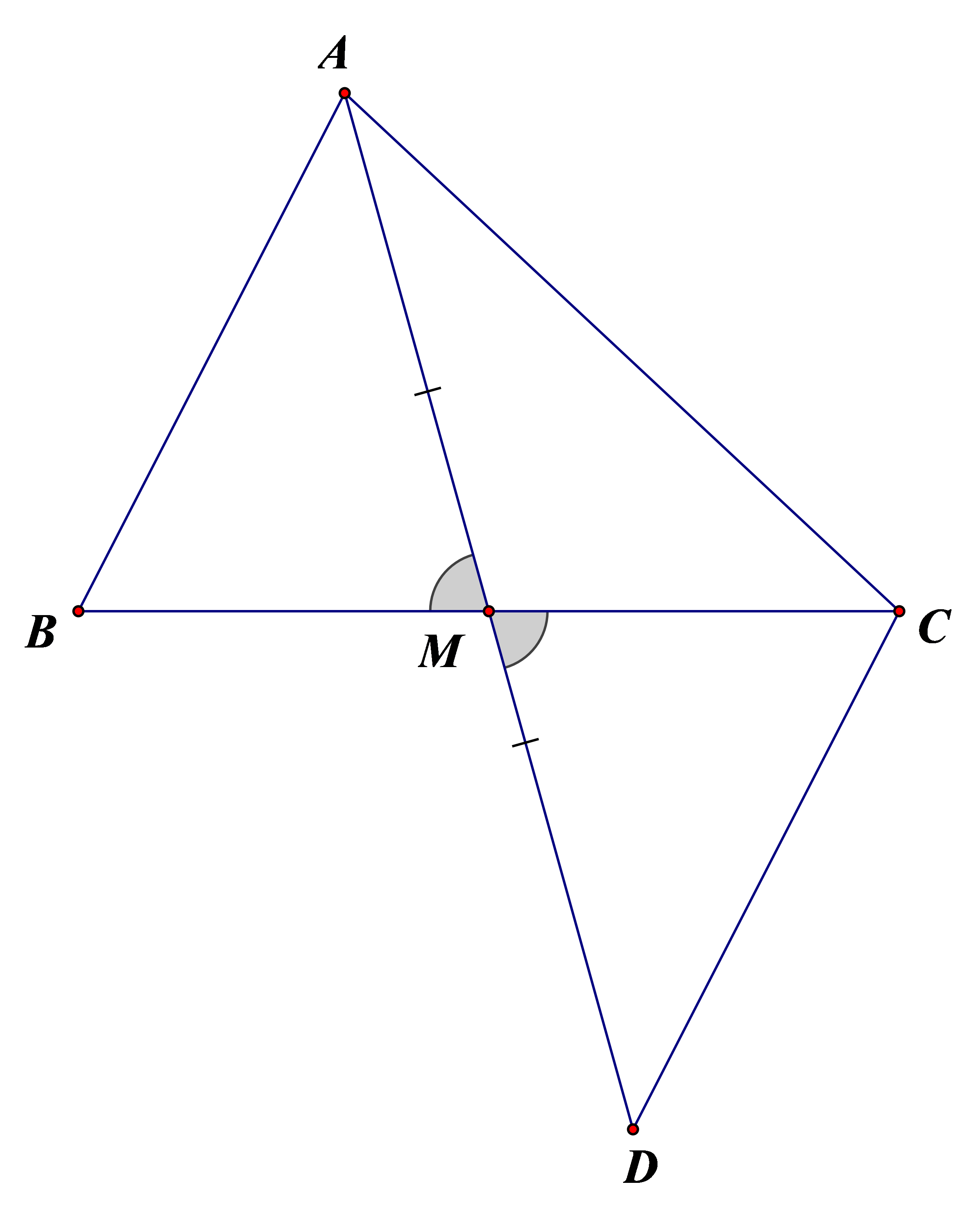 Cho tam giác \(ABC\), gọi \(M\ (ảnh 1)