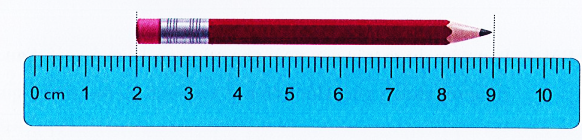 Độ dài của chiếc bút chì (như hình bên) là A. 9 cm B. 6 cm C. 8 cm D. 7 cm (ảnh 1)