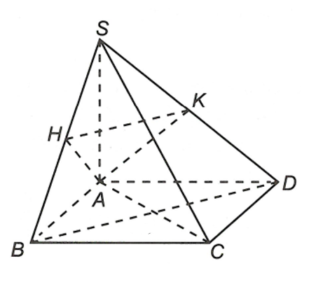 Cho h&igrave;nh ch&oacute;p \(S.ABCD\) c&oacute; đ&aacute;y l&agrave; h&igrave;nh thoi, c&oacute; \(SA (ảnh 1)