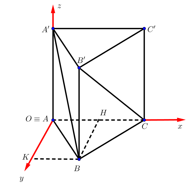 Cho h&igrave;nh lăng trụ đứng \(ABC.A'B'C'\) c&oacute; đ&aacute;y \( (ảnh 1)