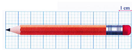 Độ dài của chiếc bút chì (như hình bên) là A. 7 cm B. 8 cm C. 9 cm D. 10 cm (ảnh 2)