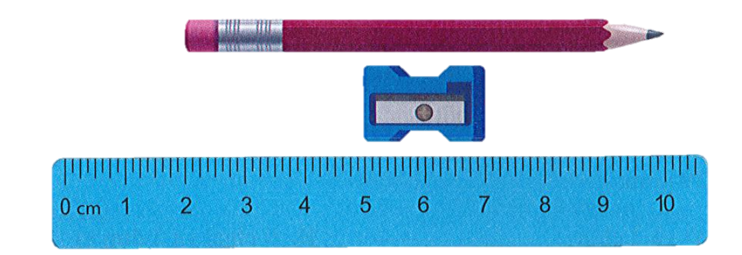 Viết độ dài thích hợp của các đồ vật dưới đây: (1 điểm) Chiếc bút chì dài ….. cm Gọt bút chì dài ….. cm. (ảnh 1)