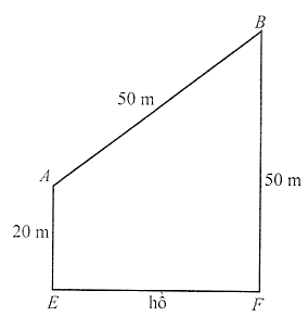 Trong một buổi cắm trại bên bờ hồ, các đội thi đua chạy từ lều chỉ huy A cách bờ hồ 20 m đến hồ lấy nước và mang về lều chỉ huy B cách bờ hồ 50 m. (ảnh 1)