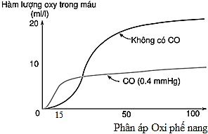 Khí CO là một loại khí độc có thể xâm nhập vào máu qua phổi và làm thay đổi sự vận chuyển oxy. Hình 9 cho thấy ảnh hưởng của CO ở nồng độ 0.4 mmHg đối với sự bão HbO2 trong máu. (ảnh 1)