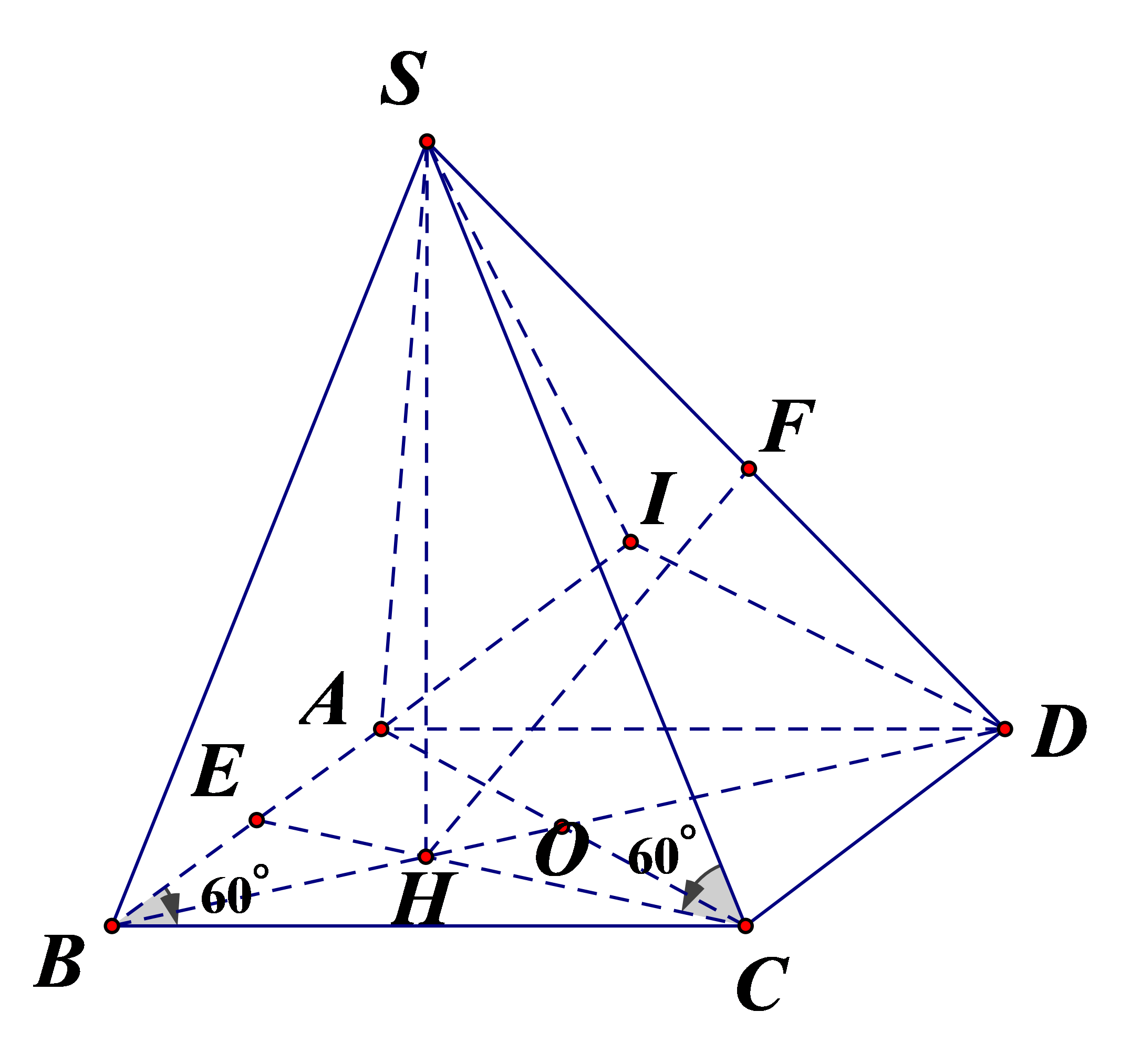 Gọi I là trung điểm BC. Suy ra : \ (ảnh 1)