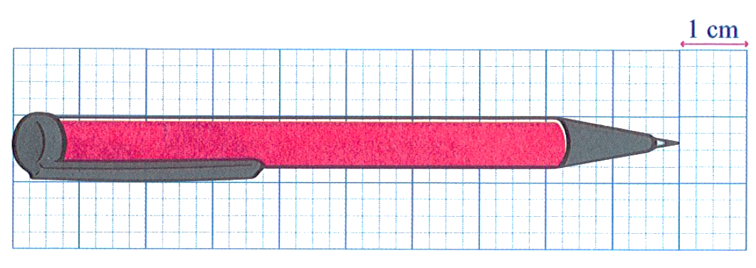 Độ dài của chiếc bút (như hình bên dưới) là: A. 10 cm B. 9 cm C. 8 cm D. 7 cm (ảnh 1)