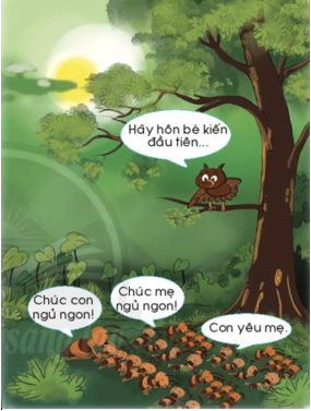 Chọn lời kiến mẹ ở bóng nói trong tranh minh hoạ. (ảnh 1)