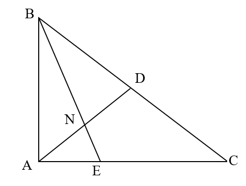 Cho tam giác ABC vuông tại A. Độ dài cạnh AB = 12 cm, cạnh AC = 18 cm. Cho D là trung điểm (ảnh 1)