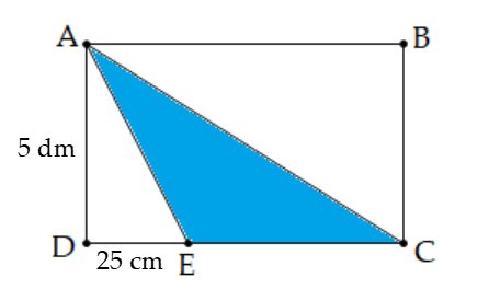 Cho hình chữ nhật ABCD có AB =3/2  AD và các số đo như trên hình vẽ. Diện tích tam giác AEC là: (ảnh 1)