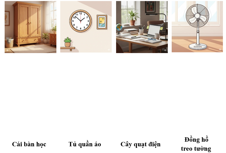 a) Em hãy nối những hình ảnh sau vào tên sự vật tương ứng: (ảnh 1)