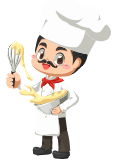 A cartoon of a chef holding a bowl and whisk
AI-generated content may be incorrect.