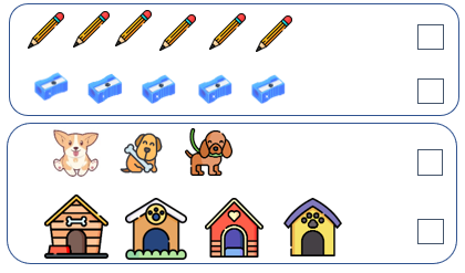 Nối rồi đánh dấu x vào nhóm có số lượng nhiều hơn:   (ảnh 1)