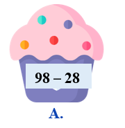 Khoanh vào chữ cái trước phép tính có kết quả là số tròn chục. (ảnh 1)