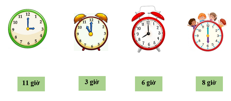 Nối đồng hồ với giờ thích hợp (ảnh 1)