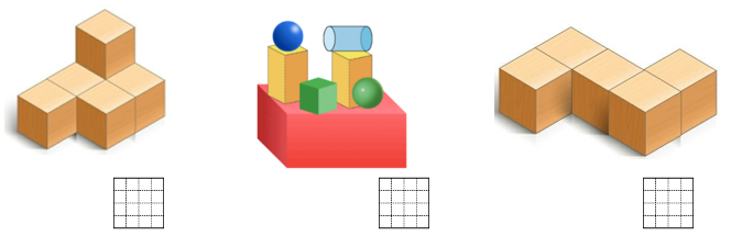 Đếm số lượng khối lập phương ở mỗi hình sau rồi viết số thích hợp vào ô trống: (ảnh 1)