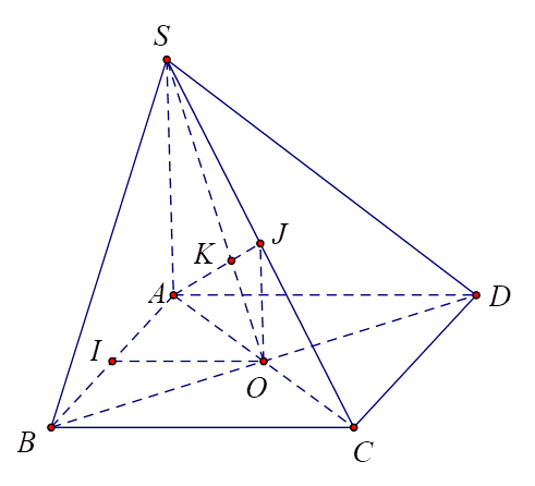Cho hình chóp S.ABCD có đáy ABCD là hình bình hành tâm O. Gọi I,J lần lượt là trung điểm của đoạn thẳng AB,SC. Khi đó: (ảnh 1)