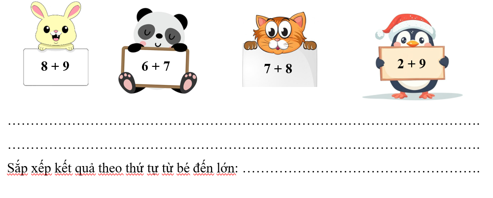 Tính rồi sắp xếp các kết quả theo thứ tự từ bé đến lớn: (ảnh 1)