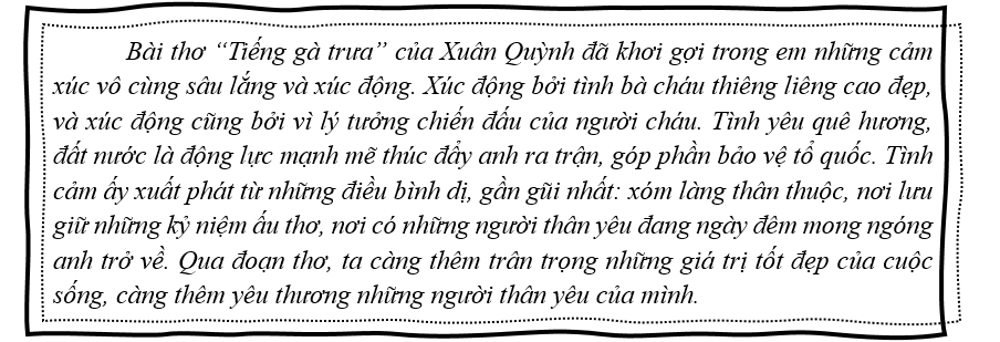 b) Đọc đoạn văn sau và chỉ ra những lý do khiến người viết yêu thích bài thơ. (ảnh 1)
