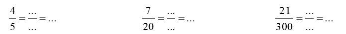 a) Viết các phân số sau dưới dạng tỉ số phần trăm: b) Viết các phân số sau dưới dạng tỉ số phần trăm: (ảnh 1)