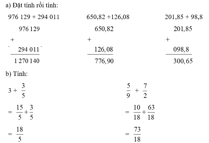 a) Đặt tính rồi tính: (ảnh 1)