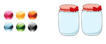 b) Tuấn xếp 6 viên bi vào 2 lọ sao cho các lọ có số viên bi bằng nhau. Hỏi mỗi lọ có bao nhiêu viên bi? (ảnh 1)