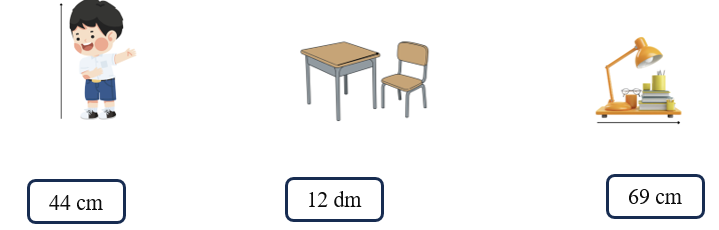 Ước lượng chiều cao của bạn nhỏ và các đồ vật rồi nối với thẻ số sau: (ảnh 1)