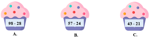 Khoanh vào chữ cái trước phép tính có kết quả là số tròn chục: (ảnh 1)