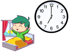 Khoanh vào chữ cái trước câu trả lời đúng: a) Bạn Bình thức dậy lúc: (ảnh 1)