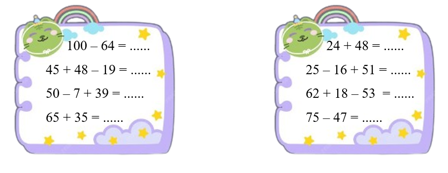 Toán lớp 2 Cánh diều Luyện tập chung 4 có đáp án (ảnh 1)