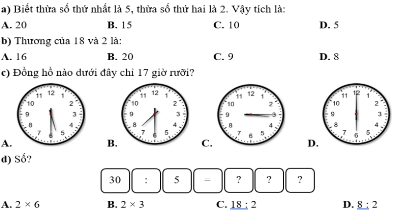 Khoanh vào chữ cái trước ý trả lời đúng.
(ảnh 1)