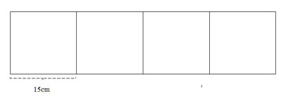 Người ta ghép 4 viên gạch men hình vuông cạnh 15 cm (như hình dưới). Tính chu vi của hình đó? (ảnh 1)