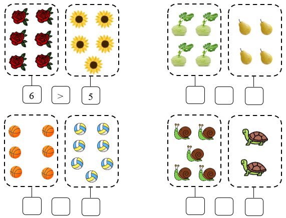Viết theo mẫu: 6>5 (ảnh 1)