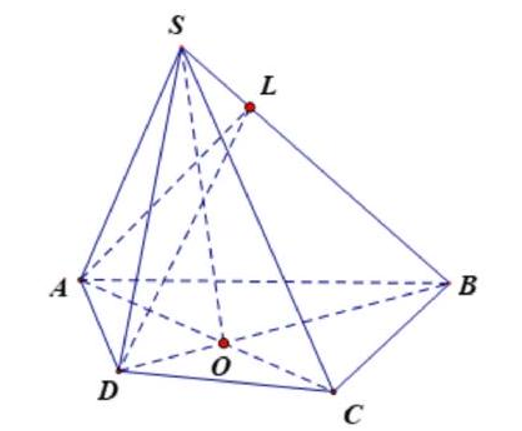 Trong hình vẽ dưới đây, hãy cho biết điểm L không là điểm chung của hai mặt phẳng nào? (ảnh 1)