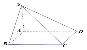 Cho hình chóp S.ABCD có đáy ABCD là hình chữ nhật, SA vuông góc (ABCD), (minh họa như hình vẽ). Khoảng cách từ điểm S đến mặt phẳng (ABCD) bằng đoạn thẳng nào?  (ảnh 1)