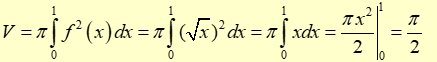 Tính thể tích khối tròn xoay sinh ra khi quay quanh trục Ox hình phẳng giới hạn bởi đồ thị hàm số y = căn x , trục hoành và hai đường thẳng x = 0,x = 1? (ảnh 1)
