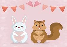 Cute Rabbit And Chipmunk Animal Character Stock Illustration - Download  Image Now - Animal, Animal Wildlife, Beauty - iStock