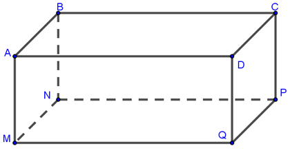 Cho hình hộp chữ nhật ABCD.MNPQ, đường thẳng nào dưới đây vuông góc với đường thẳng AD? (ảnh 1)