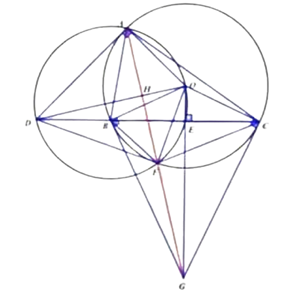 Cho tam giác ABC có ba góc nhọn, AB > AC và nội tiếp đường tròn (O) .Tiếp tuyến của đường tròn (O) tại A cắt (ảnh 1)