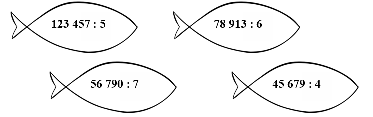 Tô màu và con cá chứa phép tính có số dư nhỏ nhất: (ảnh 1)