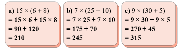 Tính theo tính chất phân phối của phép nhân đối với phép cộng: (ảnh 2)
