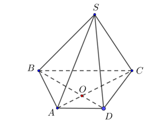 Cho hình chóp tứ giác S.ABCD. Gọi O là giao điểm của AC và BD (ảnh 1)