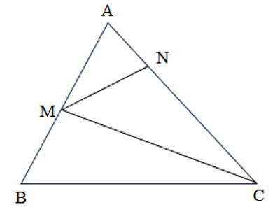 Cho tam giác ABC có diện tích là 60 cm2. Trên AB lấy điểm M sao cho (ảnh 1)