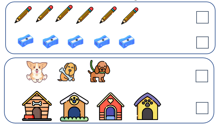 Nối rồi đánh dấu x vào nhóm có số lượng nhiều hơn:   (ảnh 1)