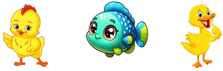 c) Con gà ở phía nào so với con cá? (ảnh 1)