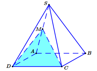 Cho hình chóp S.ABCD có đáy là hình bình hành. Gọi M là trung điểm của SA. Giao điểm của đường thẳng \(SB\) và mặt phẳng (CMD) là (ảnh 1)