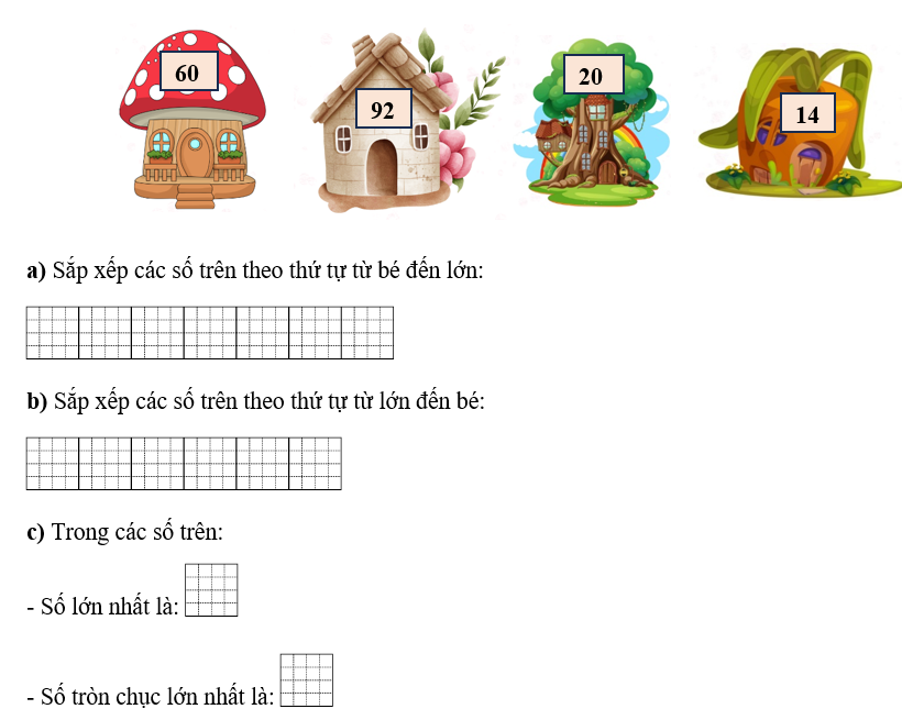 Số?      a) Sắp xếp các số trên theo thứ tự từ bé đến lớn:  (ảnh 1)