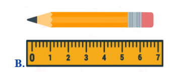 Khoanh vào chữ cái trước cách đặt thước đúng.  (ảnh 2)